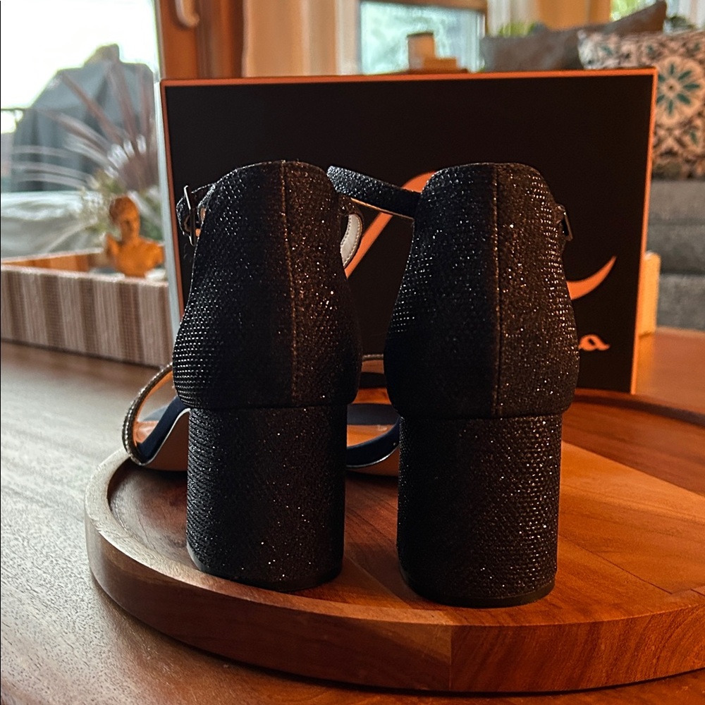 Nina Navy Glitter Block Heels